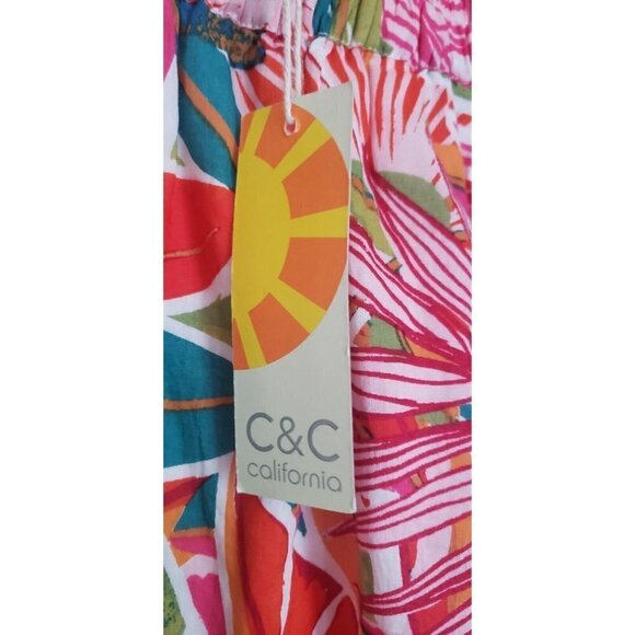 NWT C&C CALIFORNIA $60 FLORAL EMBROIDERED FAUX WRAP RUFFLE MIDI SKIRT SZ XL - Picture 8 of 8